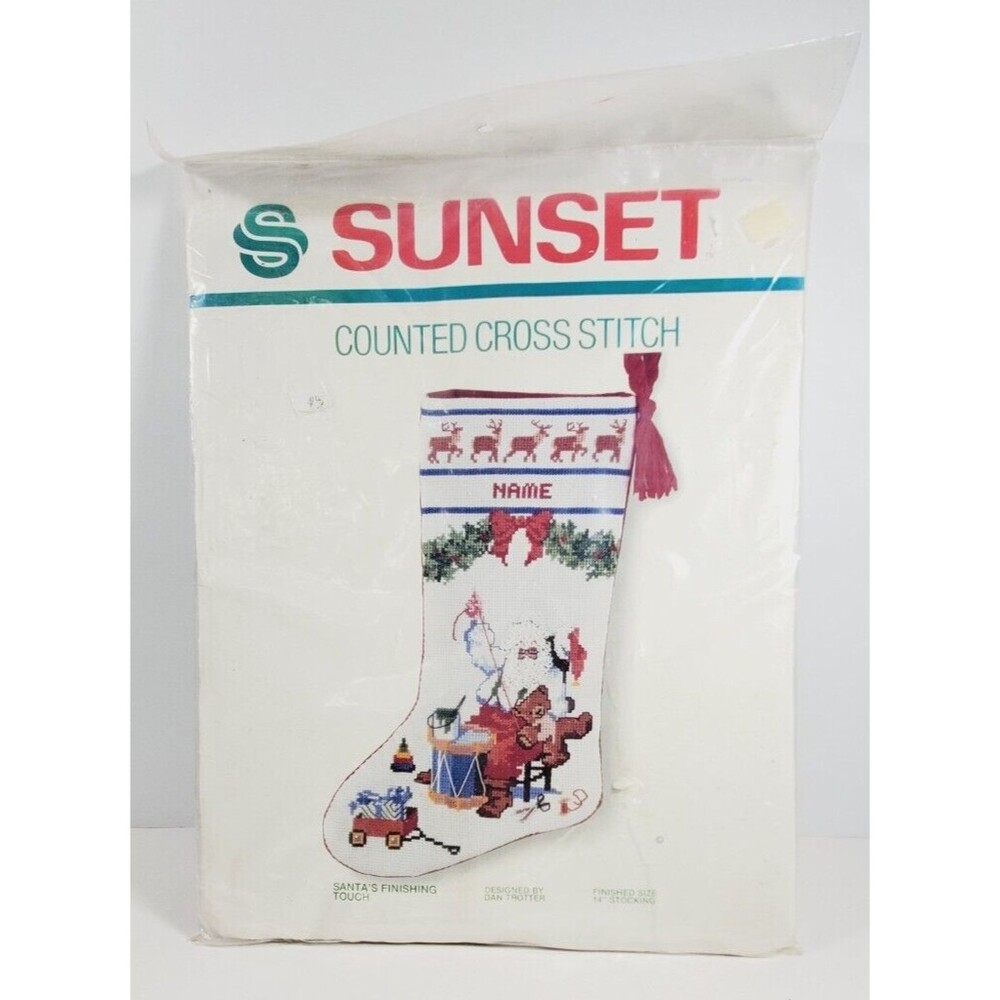 Sunset Counted Cross Stitch Santa's Finishing Touch Stocking Kit #2900 New 1980s